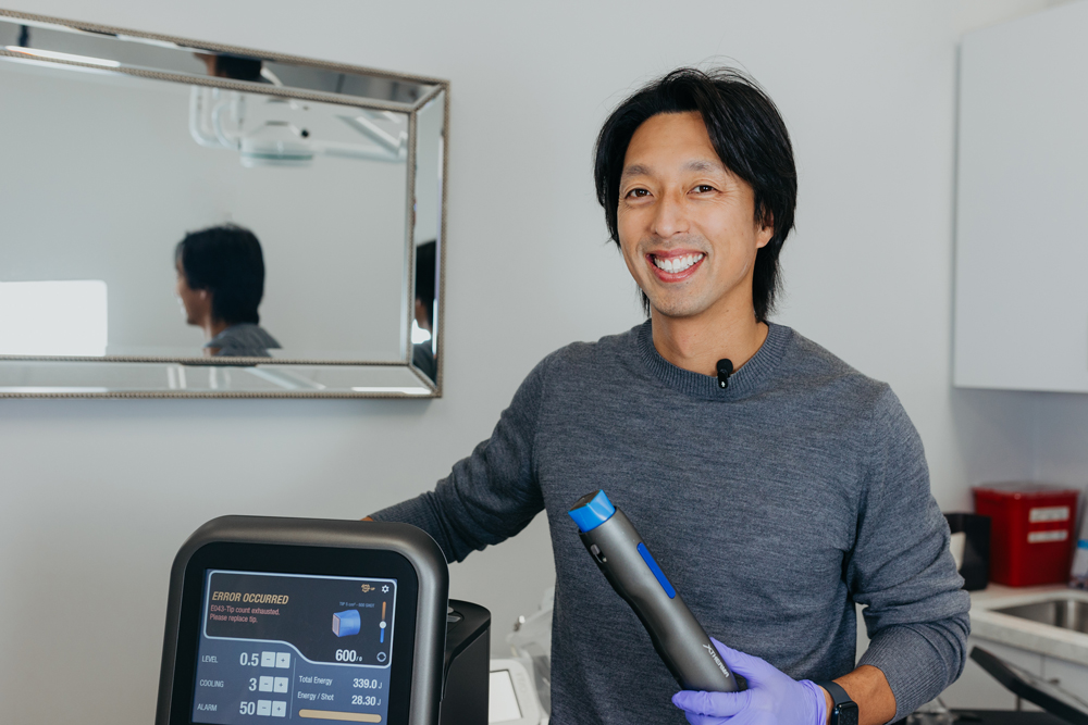 Dr. Richard Jin with an Xtherma device at RENEW by RJ, a medspa in Temecula, CA. Aesthetic Services